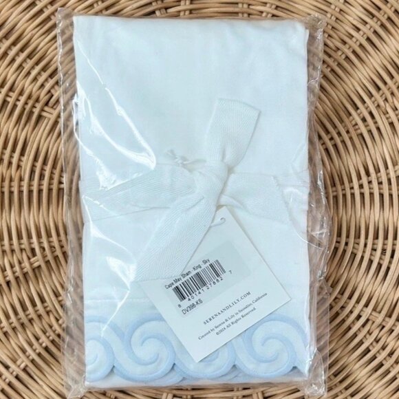 NEW Serena & Lily Cape May Sateen King Pillow Sham-Sky Blue - Picture 1 of 2